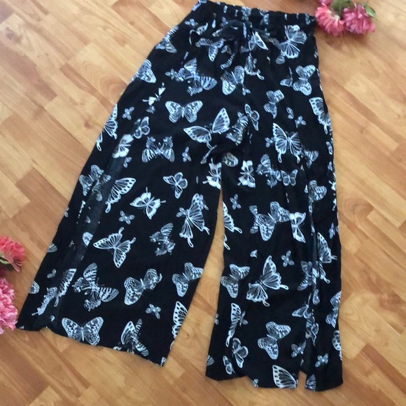 NO BOUNDRIES Jr girls sz 7/9 blk white butterfly print high waist band w… - Picture 1 of 13